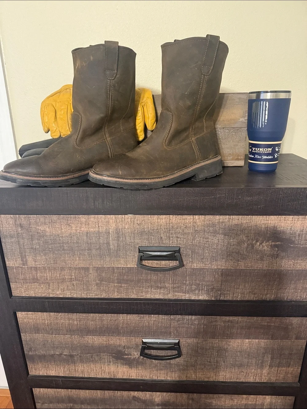 Wolverine Brown Leather Pull-On Work Boots